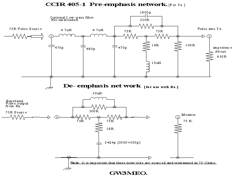 CCIR pre-emphasis and de-emphasis circuit by GW3MEO